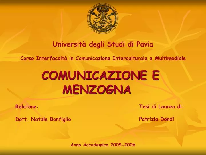 universit degli studi di pavia corso interfacolt in comunicazione interculturale e multimediale
