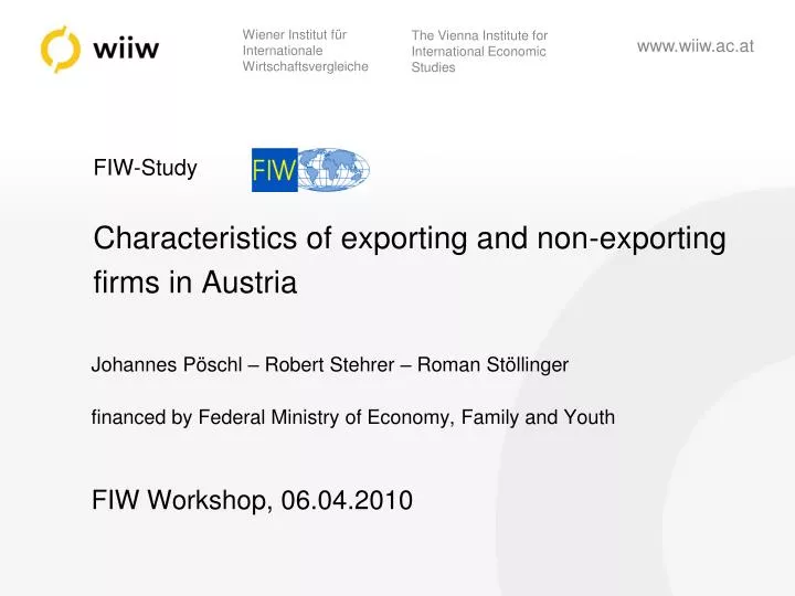 fiw study characteristics of exporting and non exporting firms in austria