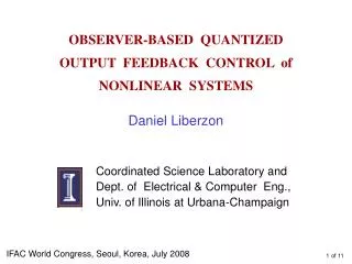 OBSERVER-BASED QUANTIZED OUTPUT FEEDBACK CONTROL of NONLINEAR SYSTEMS