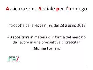 a ssicurazione s ociale p er i i mpiego