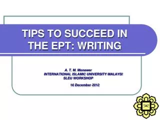 TIPS TO SUCCEED IN THE EPT: WRITING