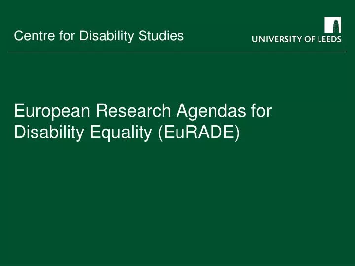 european research agendas for disability equality eurade