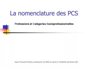 la nomenclature des pcs