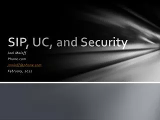 SIP, UC, and Security