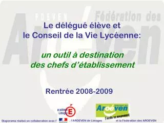 le d l gu l ve et le conseil de la vie lyc enne un outil destination des chefs d tablissement