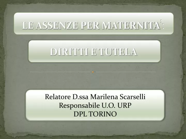 le assenze per maternita