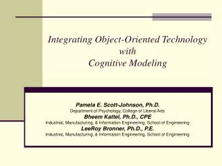 Integrating Object-Oriented Technology with Cognitive Modeling