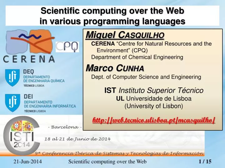 scientific computing over the web in various programming languages
