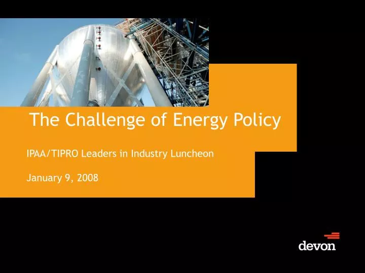 the challenge of energy policy
