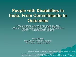 People with Disabilities in India: From Commitments to Outcomes