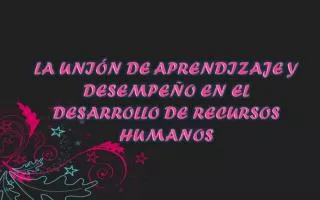 la uni n de aprendizaje y desempe o en el desarrollo de recursos humanos