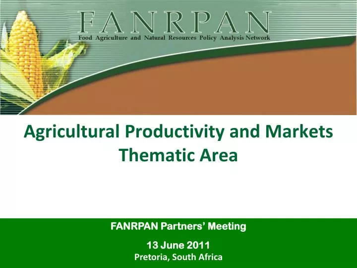 agricultural productivity and markets thematic area