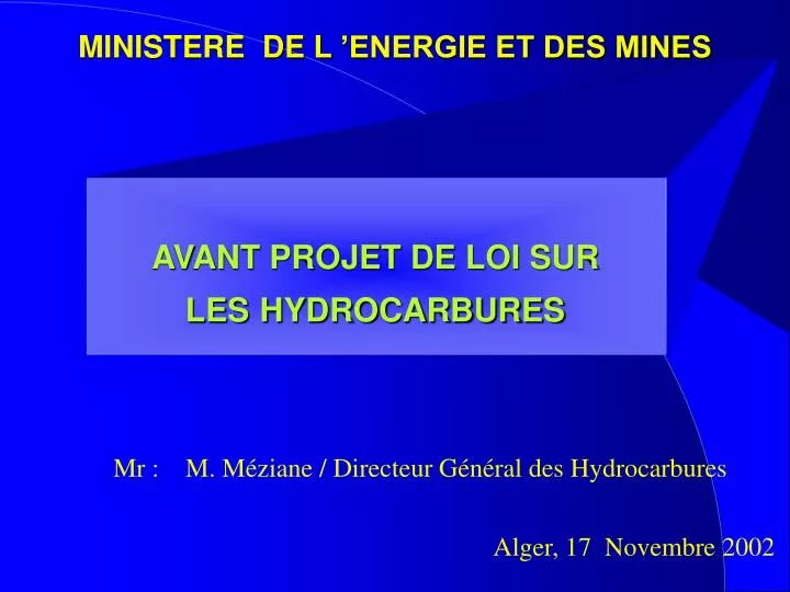 ministere de l energie et des mines