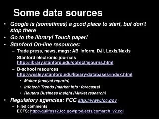 Some data sources