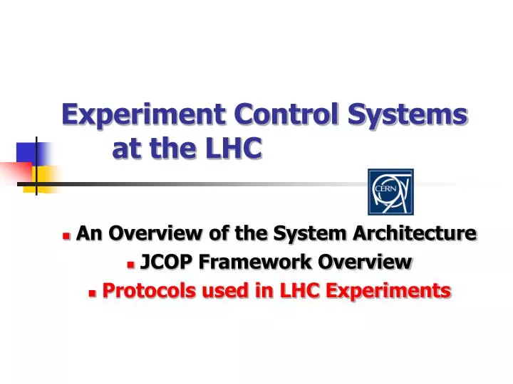 experiment control systems at the lhc