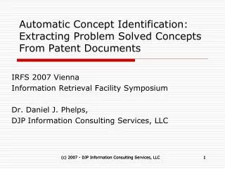 Automatic Concept Identification: Extracting Problem Solved Concepts From Patent Documents