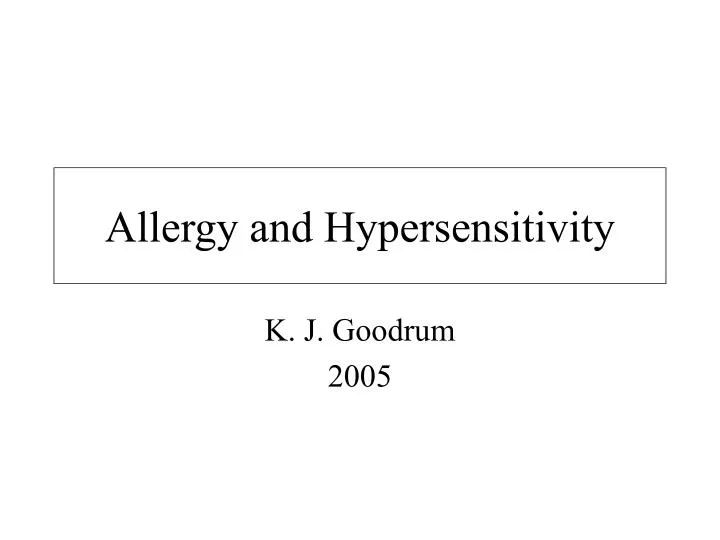 allergy and hypersensitivity