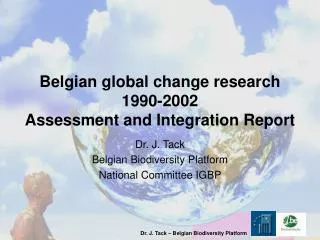 Belgian global change research 1990-2002 Assessment and Integration Report