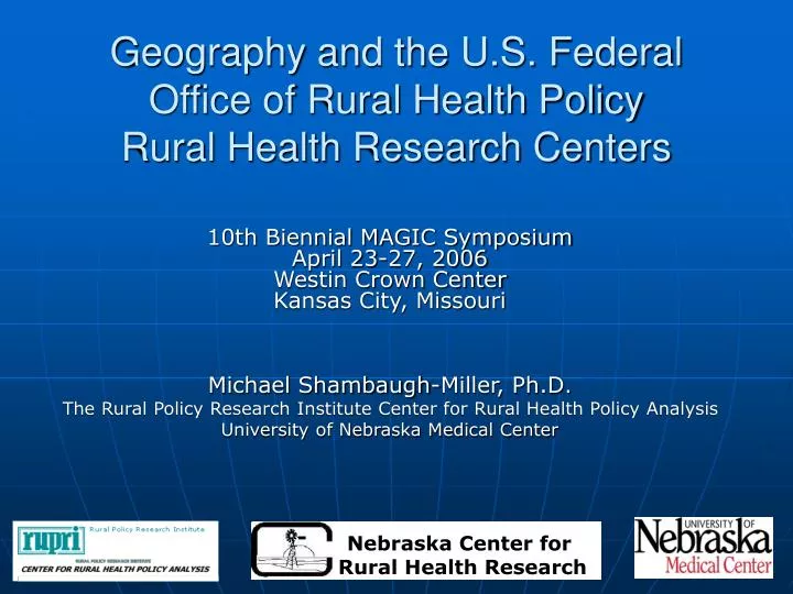 geography and the u s federal office of rural health policy rural health research centers