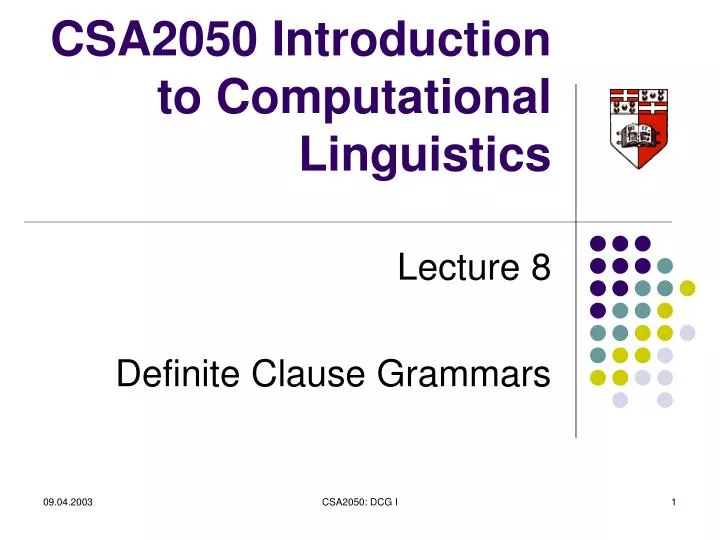 csa2050 introduction to computational linguistics