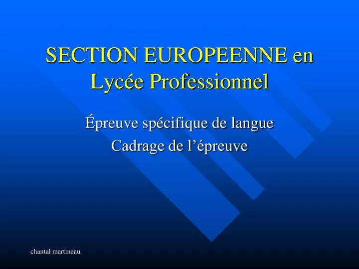 section europeenne en lyc e professionnel