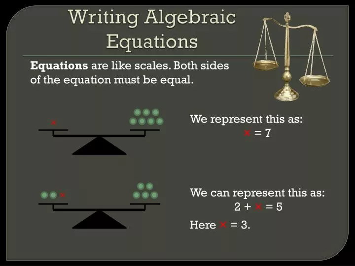 writing algebraic equations