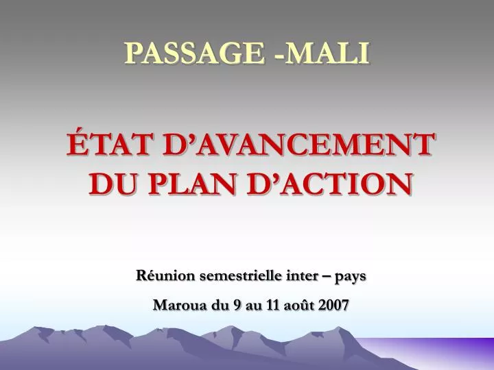 passage mali