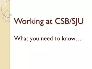 Working at CSB/SJU
