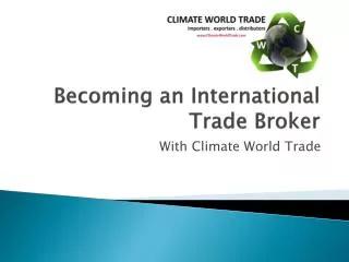 Becoming an International Trade Broker