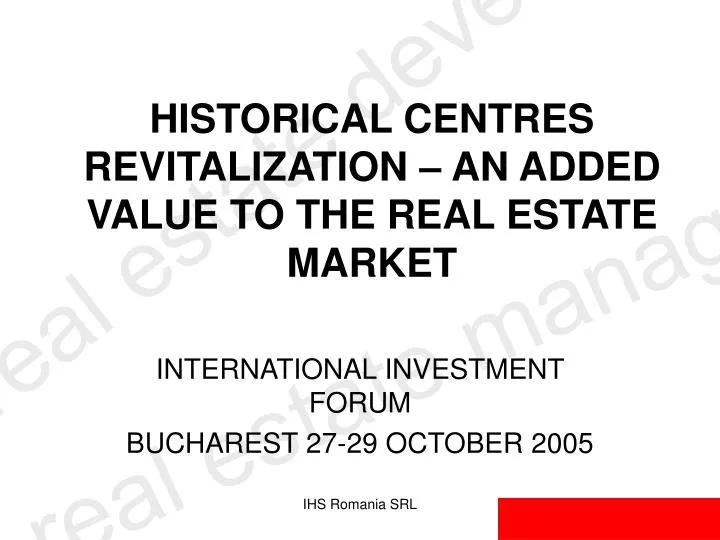 historical centres revitaliza tion an added value to the real estate market