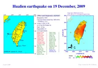 Hualien earthquake on 19 December, 2009