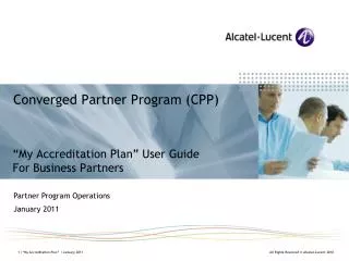 Converged Partner Program (CPP)