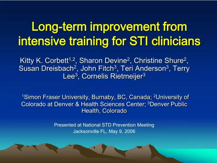 long term improvement from intensive training for sti clinicians