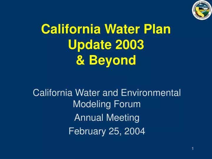 california water plan update 2003 beyond
