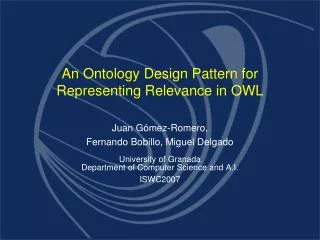 An Ontology Design Pattern for Representing Relevance in OWL