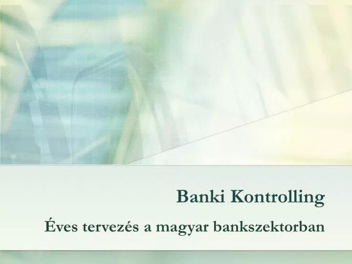 banki kontrolling