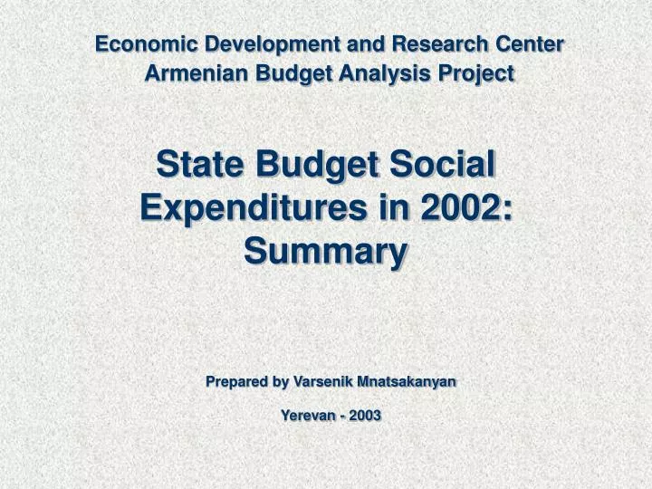 state budget social expenditures in 2002 summary