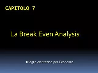 la break even analysis