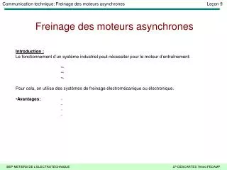 freinage des moteurs asynchrones
