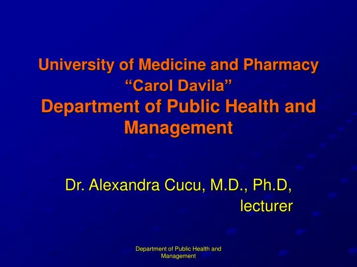 university of medicine and pharmacy carol davila department of public health and management