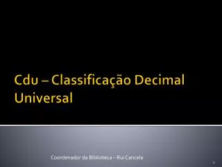 cdu classifica o decimal universal