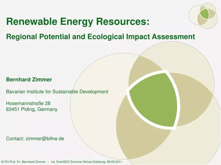 renewable energy resources regional potential and ecological impact assessment