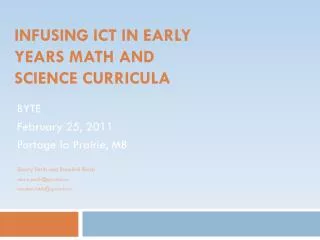 Infusing ICT in Early Years Math and Science Curricula