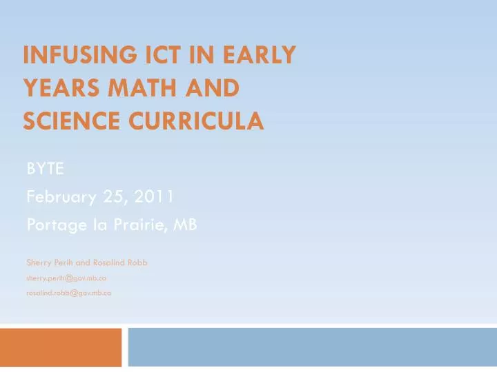 infusing ict in early years math and science curricula