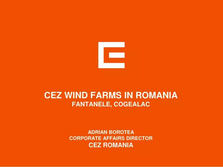 cez wind farms in romania fantanele cogealac adrian borotea corporate affairs director cez romania