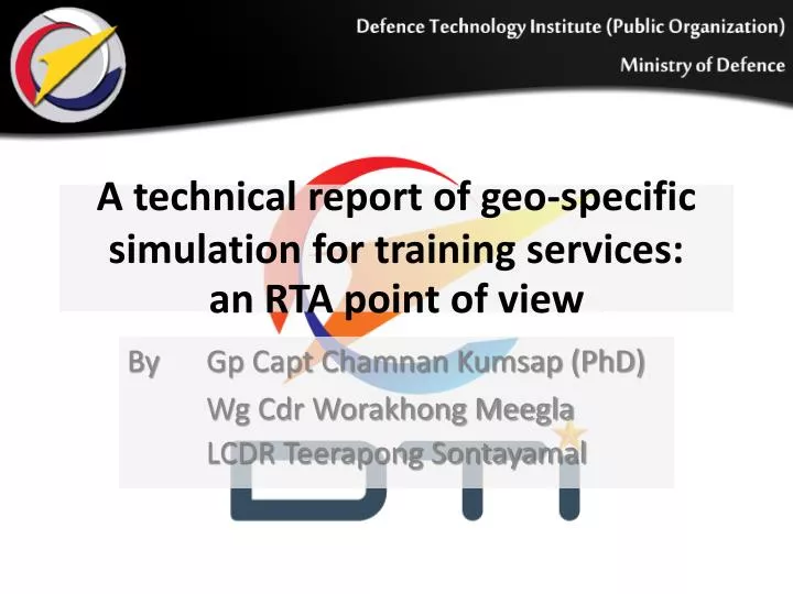 a technical report of geo specific simulation for training services an rta point of view