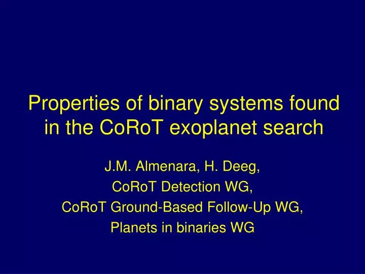 properties of binary systems found in the corot exoplanet search