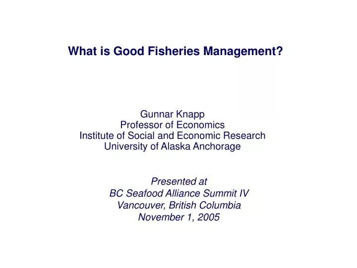 what is good fisheries management