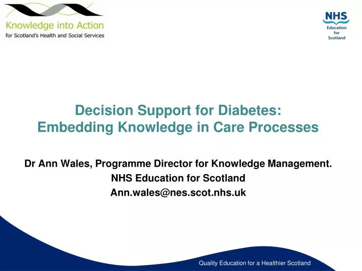 decision support for diabetes embedding knowledge in care processes