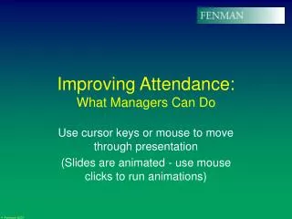 Improving Attendance: What Managers Can Do